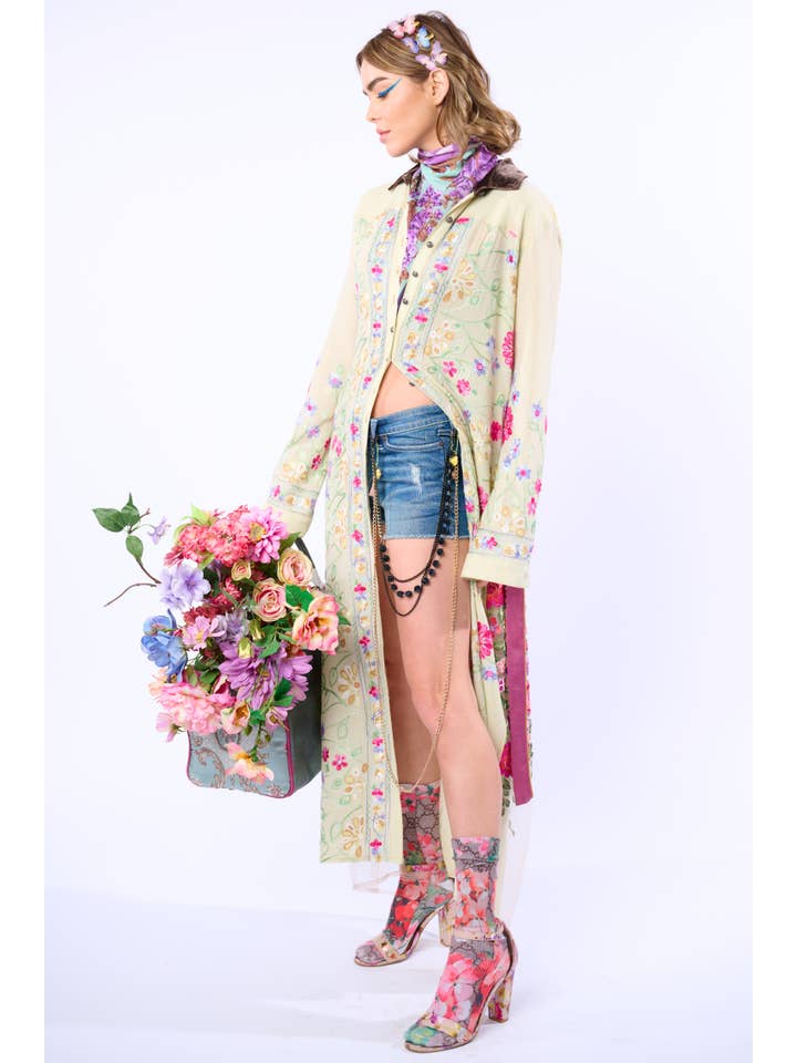 Pastel Salvie Cardellia Broderet Maxi Duster for engroshandel på Faire2