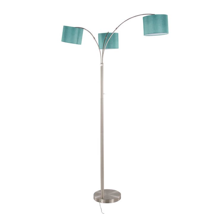 Brushed Nickel Turquoise Linen Willow Trio 84" Metal Floor Lamp for wholesale on Faire