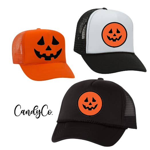 Halloween Pumpkin face Vintage Trucker Hat cap unisex for wholesale by The Candy Collections