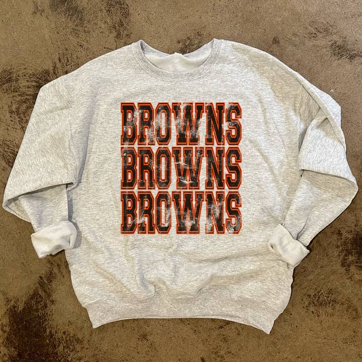 Browns Varsity Print Crewneck Sweatshirt for wholesale by Jordanna Adams