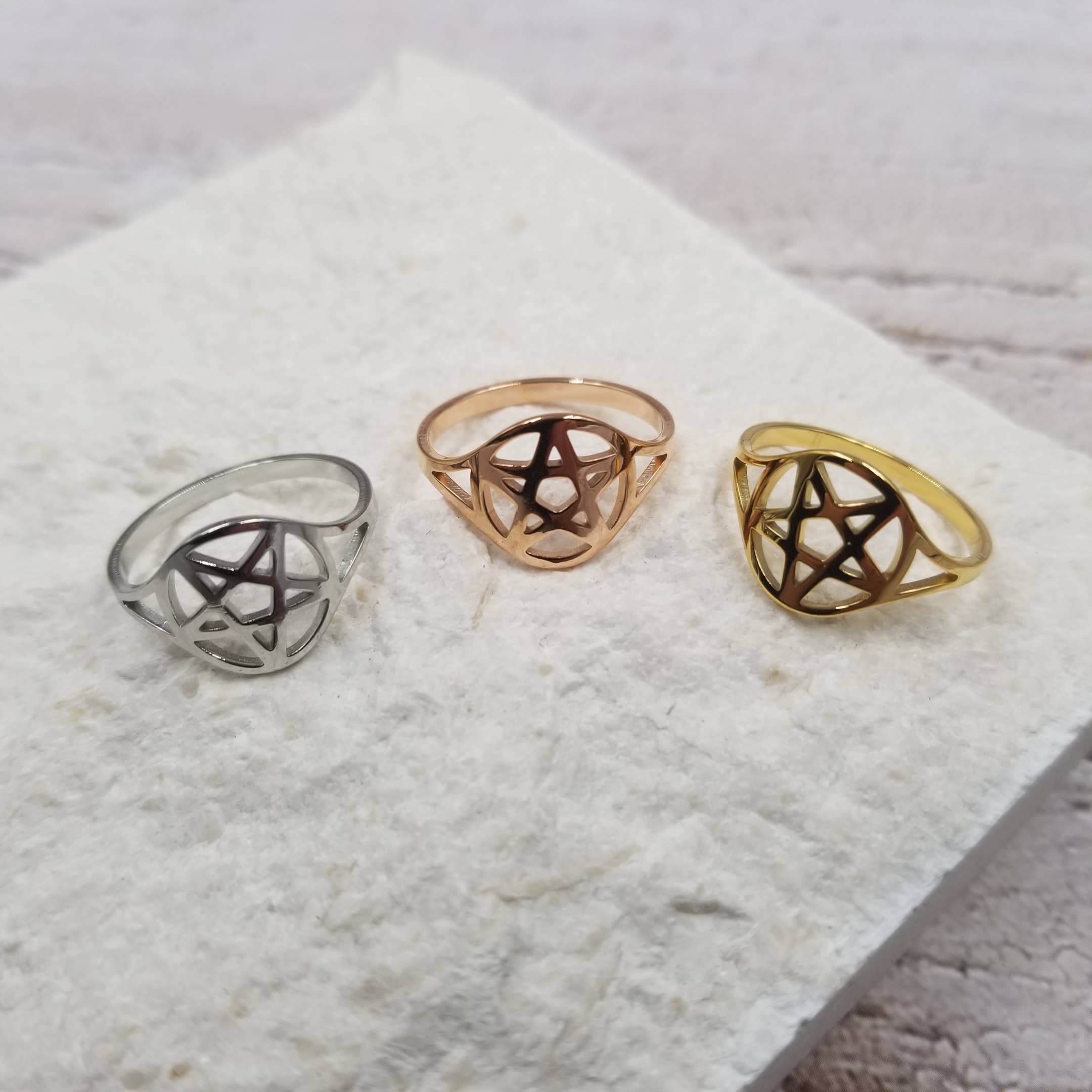 Treasure Wholesale - Wholesale Band/Stacked Ring - Pentagram Ring - Gold , Silver , Rose Gold2