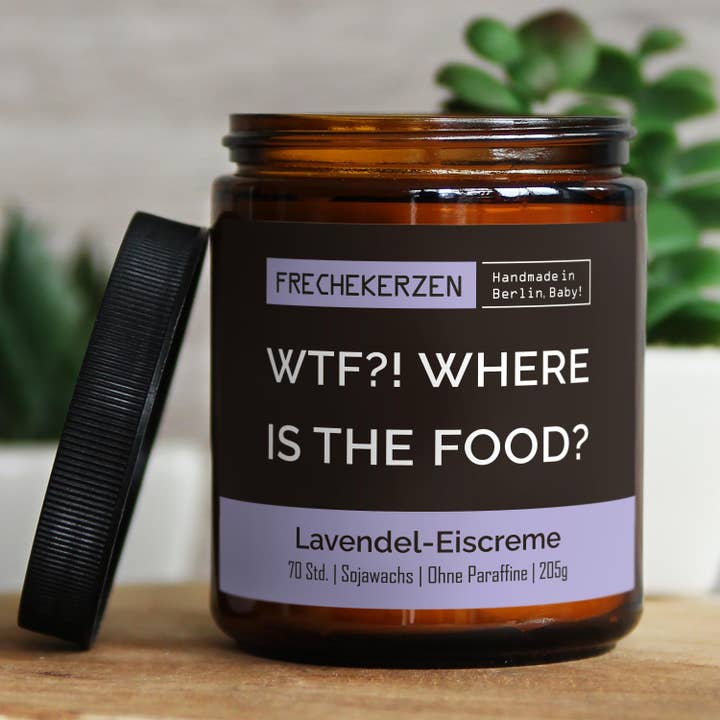 mysoy® Duftkerzen-Manufaktur - Wholesale Jar/Filled Candle - Candle with saying | wtf?! where is the food? | Gift soy6