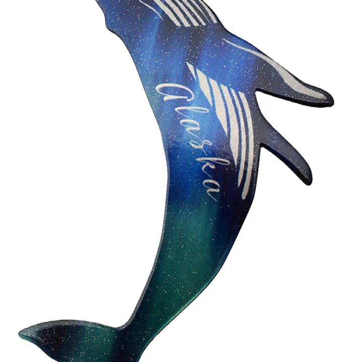 Alaska Aurora Breach Whale, 4 inch ornament, Item# 8132 for wholesale by d'ears inc.