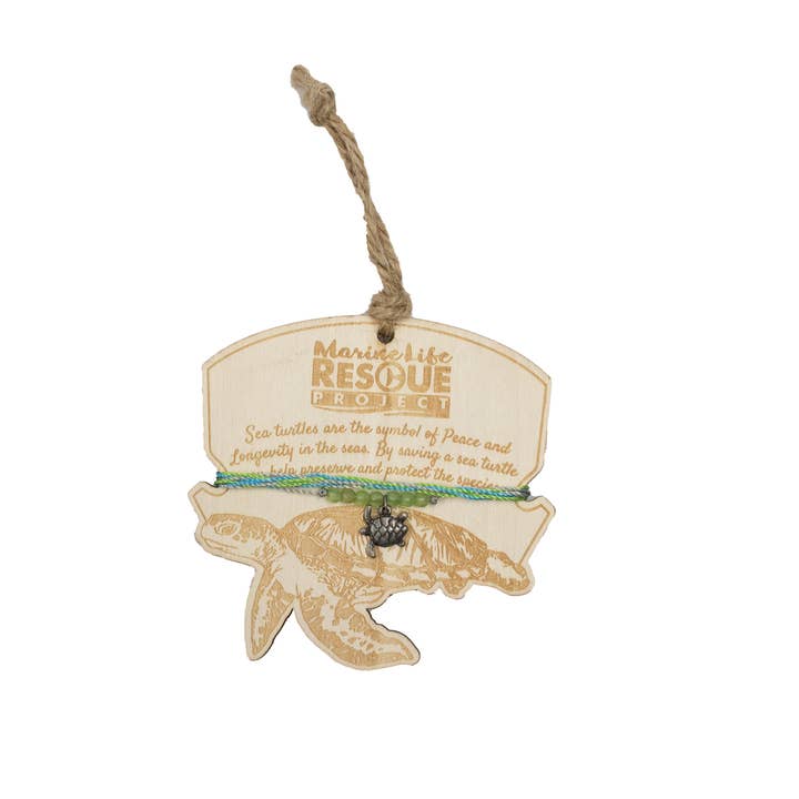 MARINE LIFE RESCUE PROJECT - Wholesale Charm/Dangle Bracelet - Sea Turtle Charm Bracelet on Species Mantra Wood Ornament
