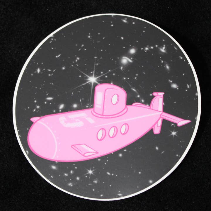 Sticker: Sub Space 3" round matte vinyl for wholesale by Rude Clam