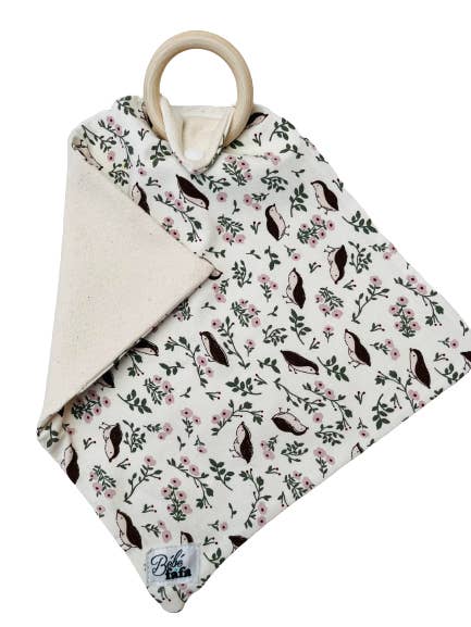 Mini doudou à anneau à motifs d'oiseaux et fleurs para venta al por mayor de Bébé Fafa