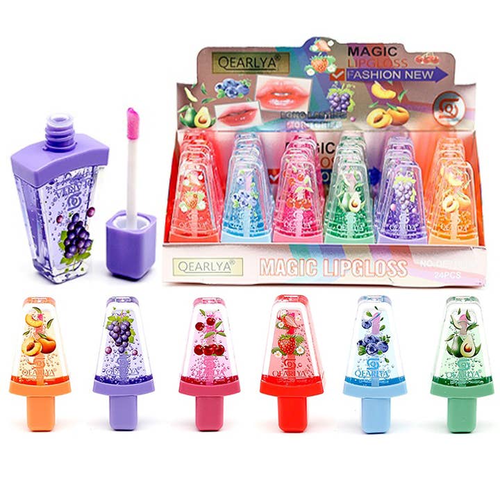 Cap Zone - Wholesale Lip Gloss - Fruity Popsicle Moisturizing Tint Lip Gloss - 24 pcs