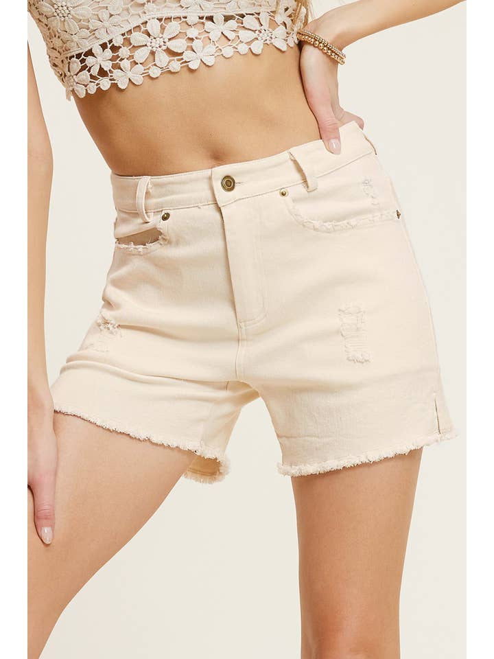 La Miel - Wholesale Shorts – Women’s - HCP4224-High Rise Basic Mineral Washed Colored Denim Shorts13