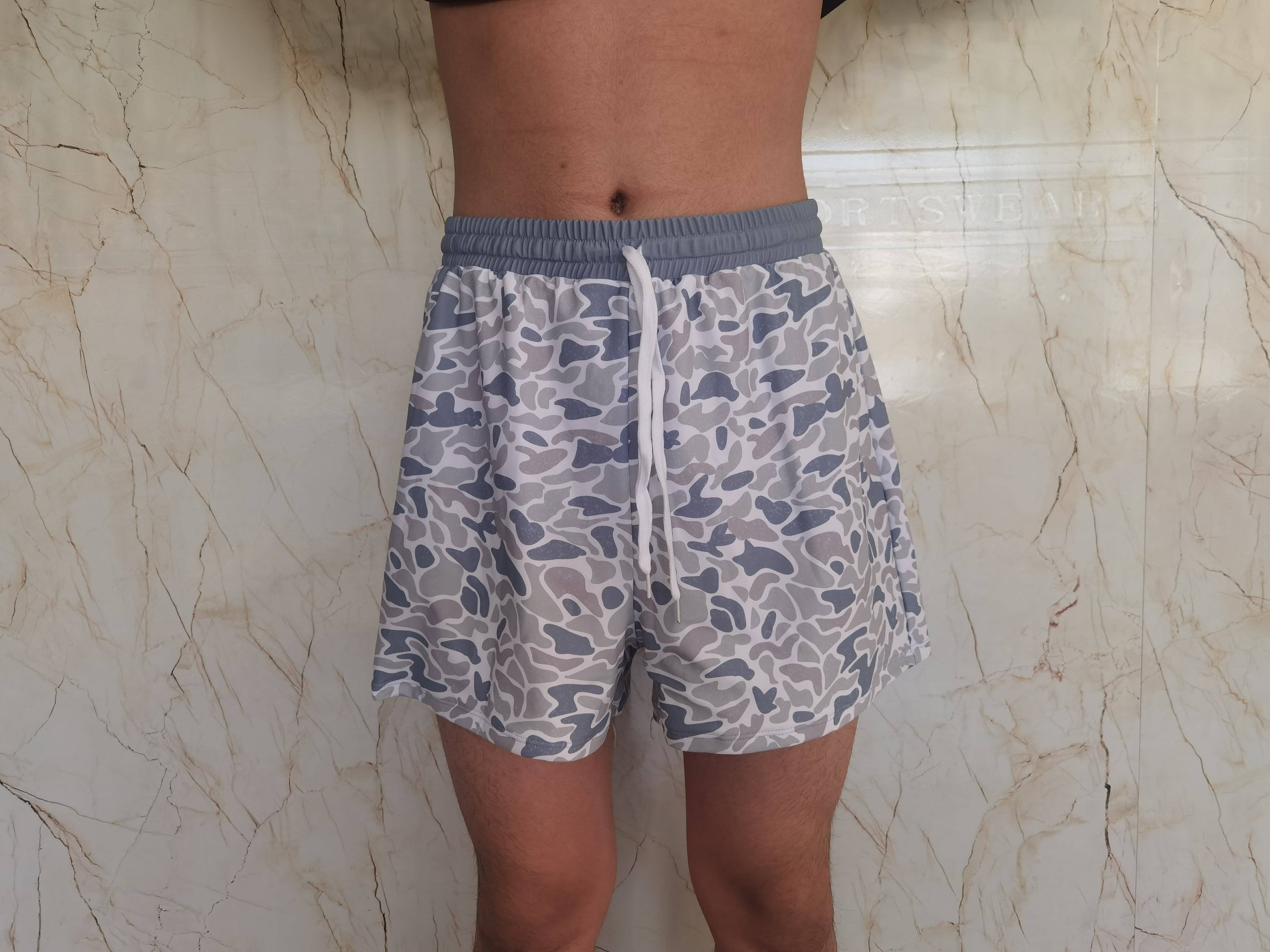 Aier Wholesale - Wholesale Swim Shorts - Men's - Adult Man Grey Small Camo Bottom Trunk Drawstrings Shorts Swimwear2