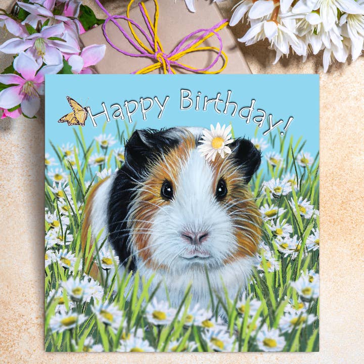 Pet Birthday Card - Guinea Pig for wholesale by Irisha's Card Art