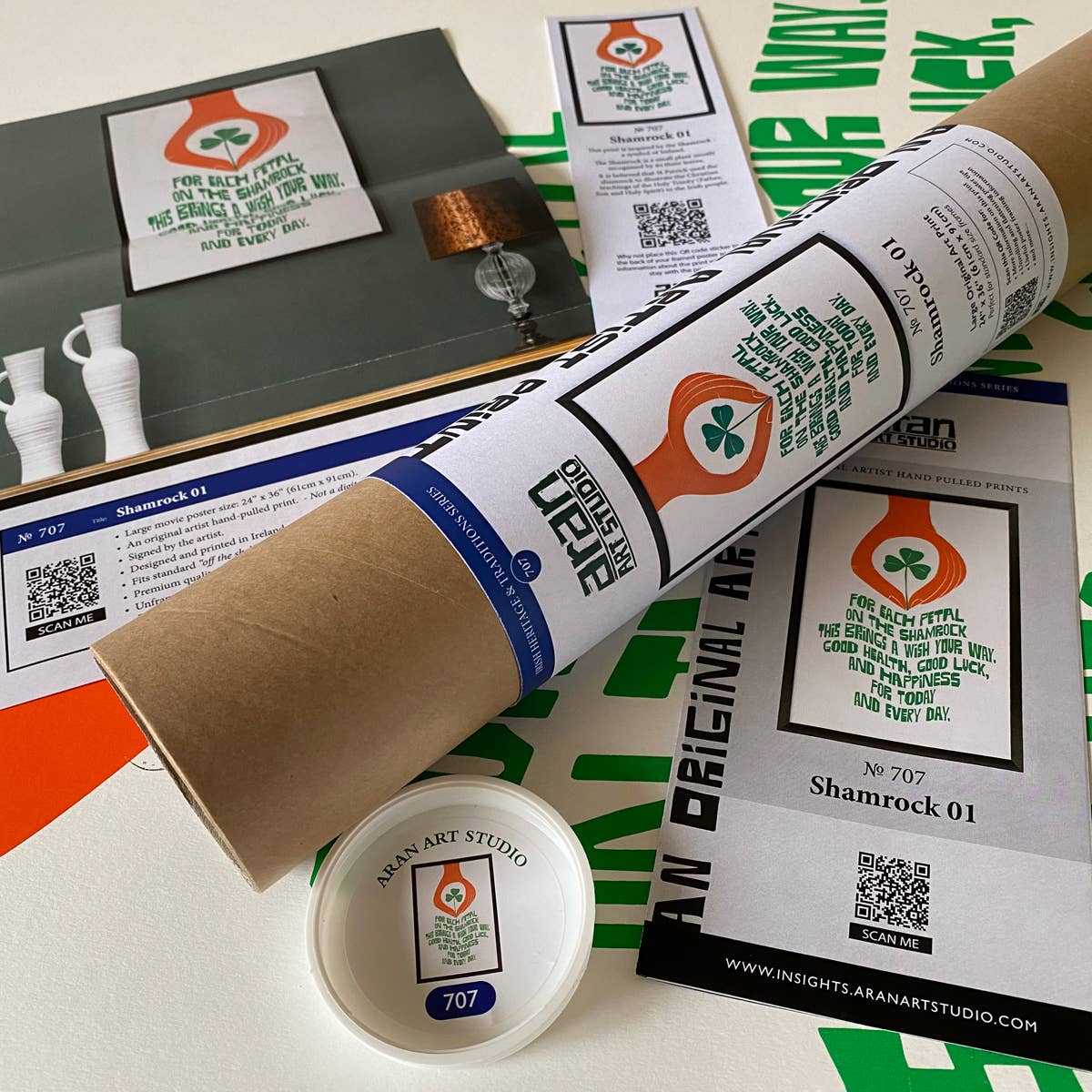 Aran Art Studio - Wholesale Poster - Shamrock Ireland Poster (Original print 24" x 36") Irish2