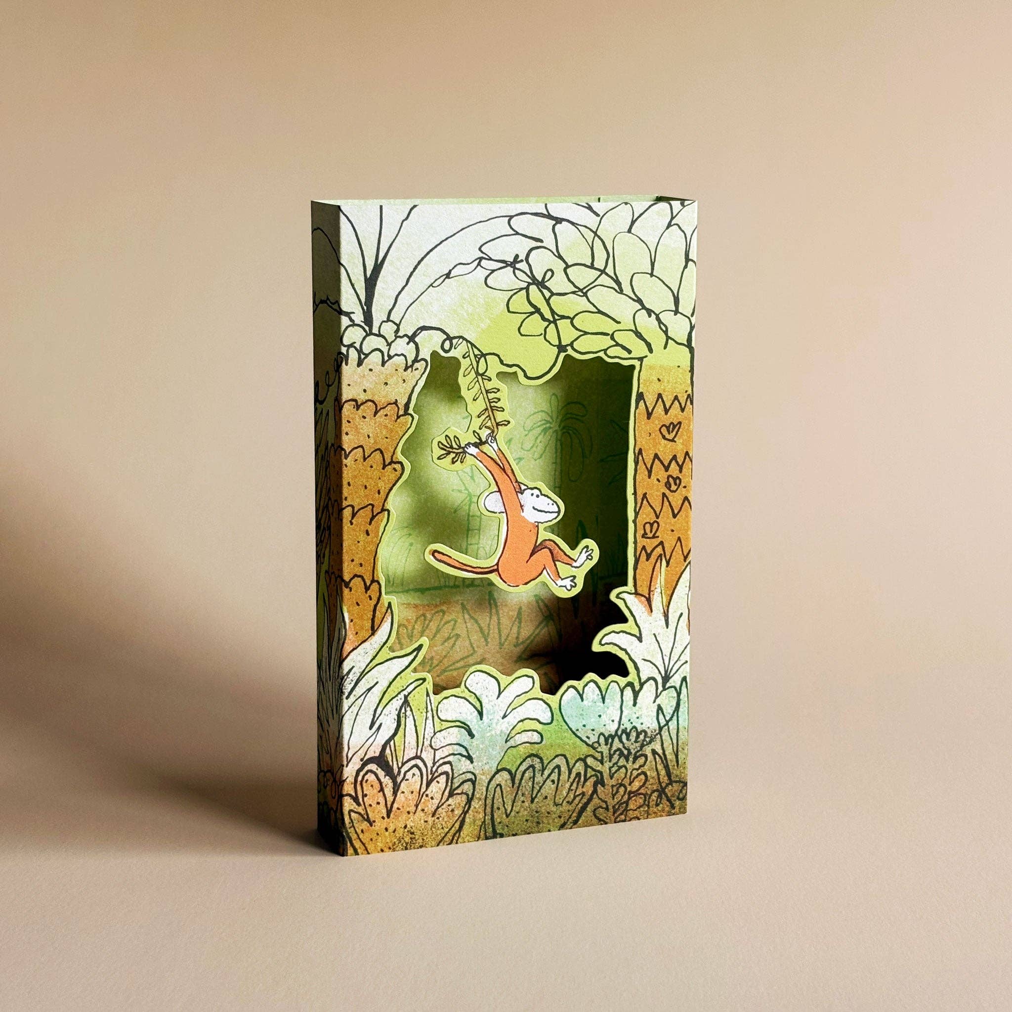 Olive Press Publishing – wholesale Everyday greeting card – Monkeying Around 3D card by Toby Rampton