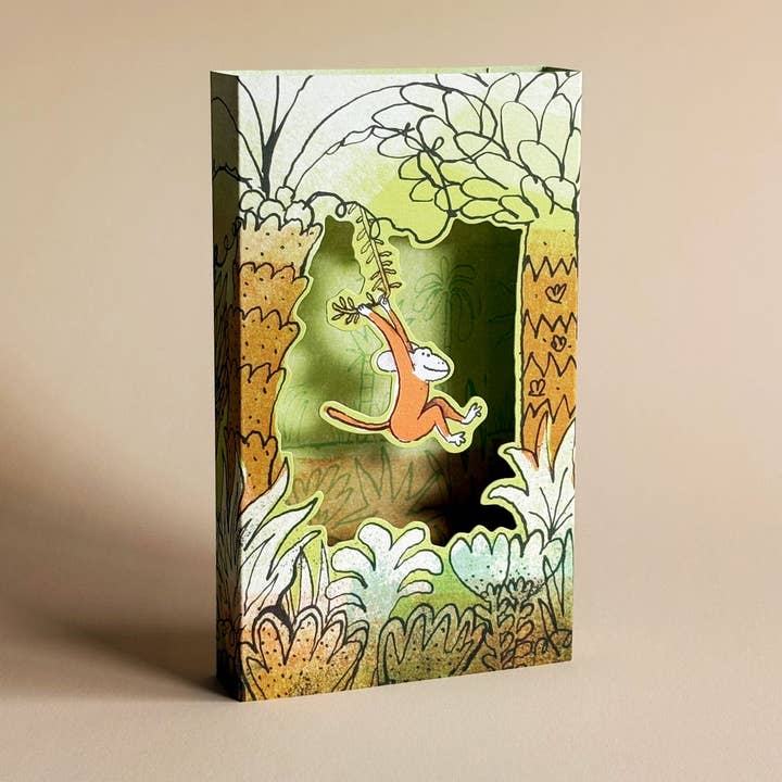 Monkeying Around 3D card by Toby Rampton for wholesale by Olive Press Publishing