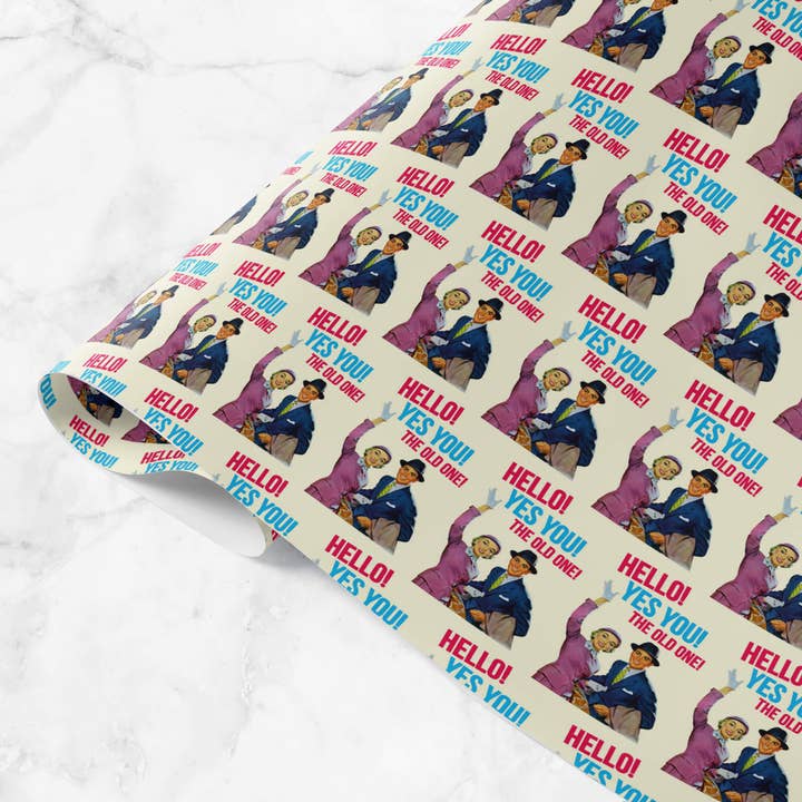 Hello Yes You The Old One! Gift Wrap for wholesale by Dean Morris Cards
