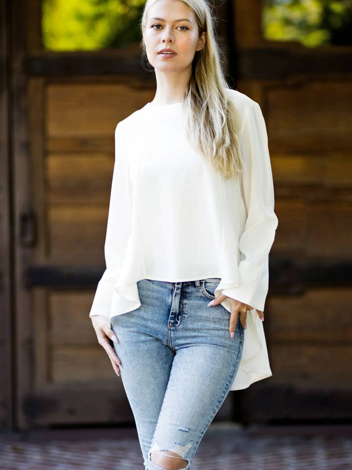 Urban Diction Off-White Hi-Low Hem Top for wholesale by Urban Diction