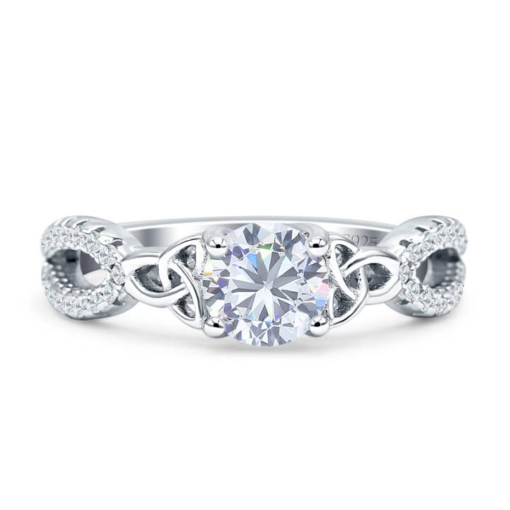 Round Celtic Trinity Vintage Style Cubic Zirconia Ring for wholesale by Blue Apple Imports