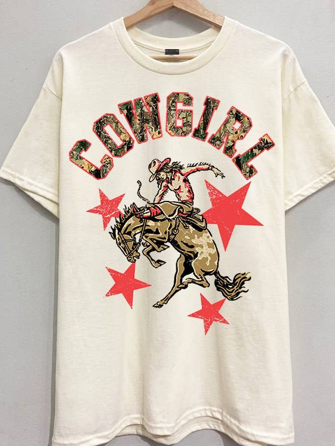 COWGIRL CAMO STERREN GRAFISCHE PRINT TEE T-SHIRT TOP voor wholesale door Bestto
