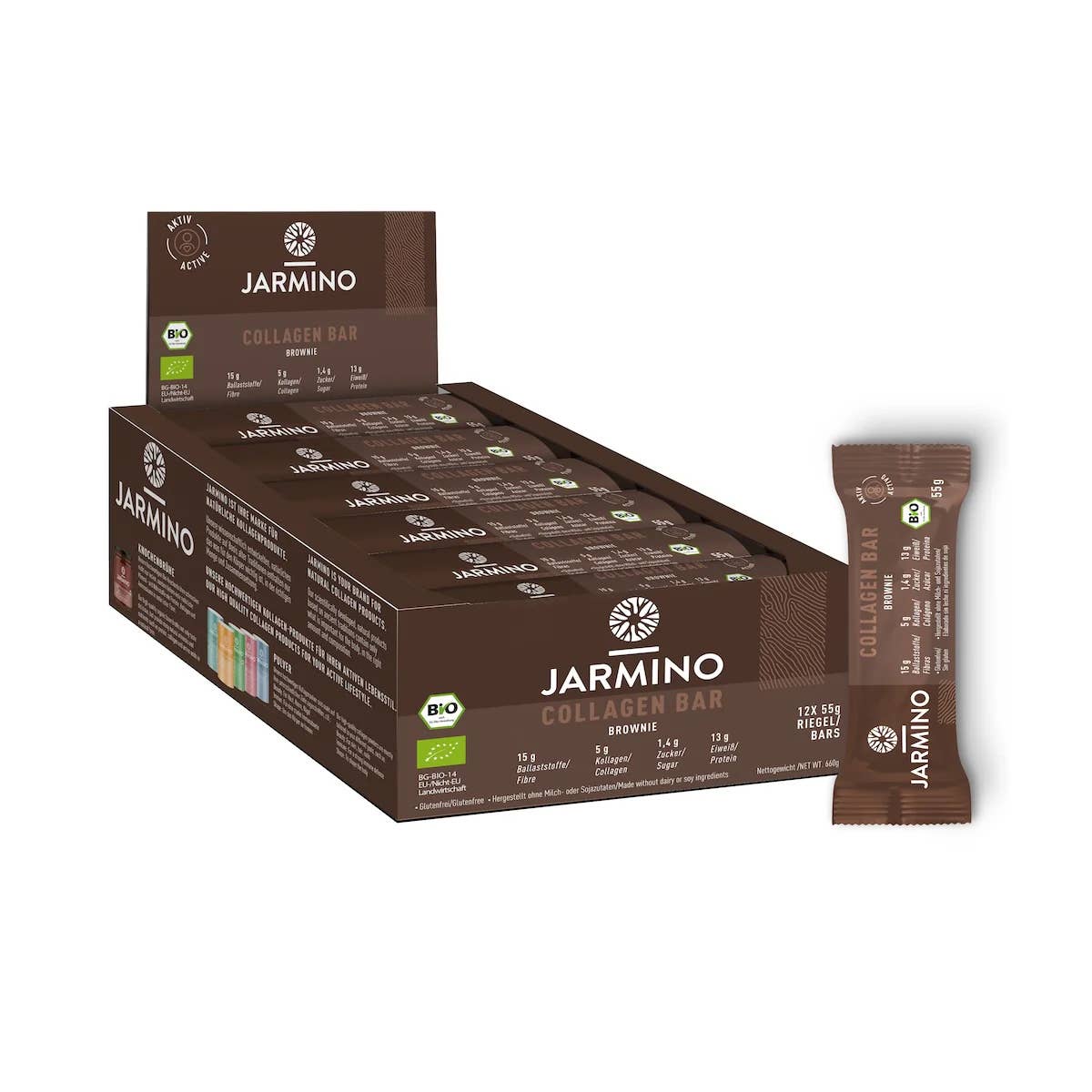 JARMINO - Wholesale Snack Bar - Kollagen Riegel Brownie (bio) (12 Stk.)1