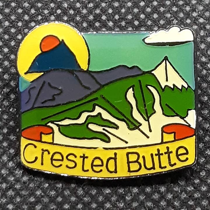 Pin - Vintage Crested Butte Yellow Banner for wholesale by Fantastic Souvenirs, Gifts & Collectibles