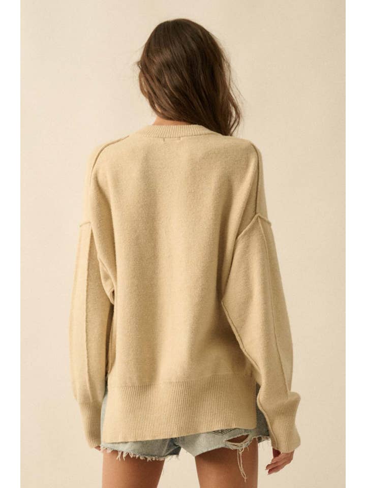 Promesa USA - Wholesale Knit Sweater - Women's - Embroidered Tigers Solid Knit Exposed-Seam Sweater12