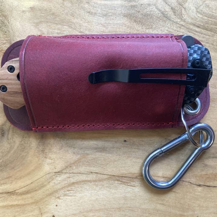 Quail Tail Laser Art - Wholesale Pocket Knife/Holder - Knife Sheath with Carabiner2