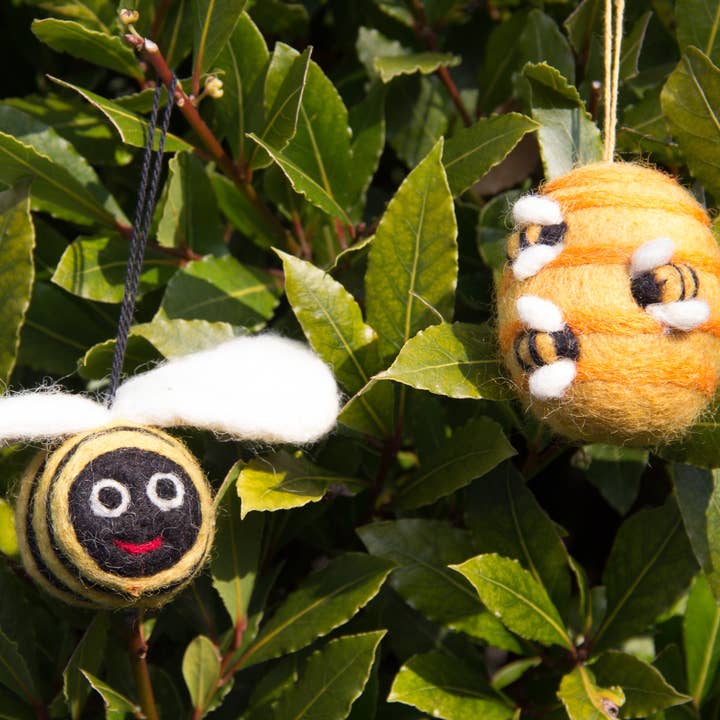 Felt So Good - Wholesale Ornament - Handmade Hanging Busy Beehive Felt Decoration