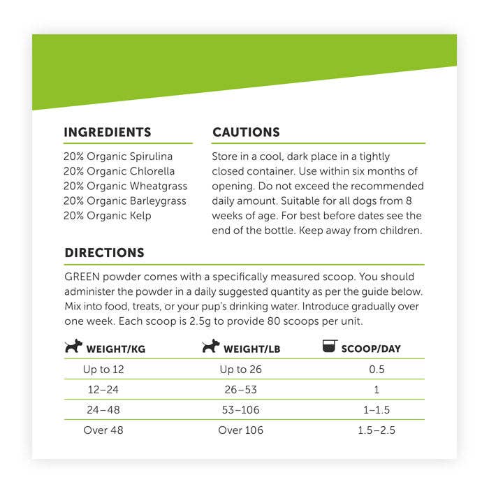 Dog's Lounge - Wholesale Pet Supplement - Dog - GREEN – Organic Super Greens Supplement for Dogs and Puppies4