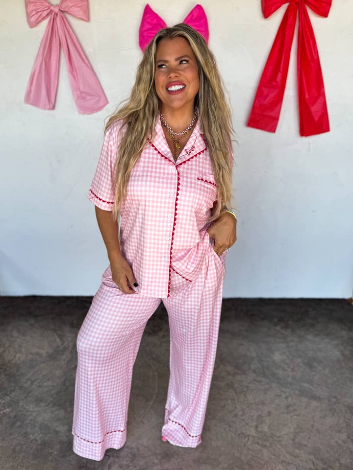 GINGHAM LOVE LUXE PJ SET for wholesale by BLAKELEY
