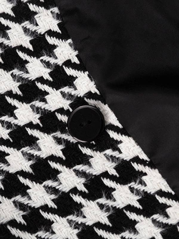 NEGRO Gabardinas holgadas de manga larga con forma de pata de gallo, espalda dividida y solapa atadas a la cintura de venta al por mayor en Faire11