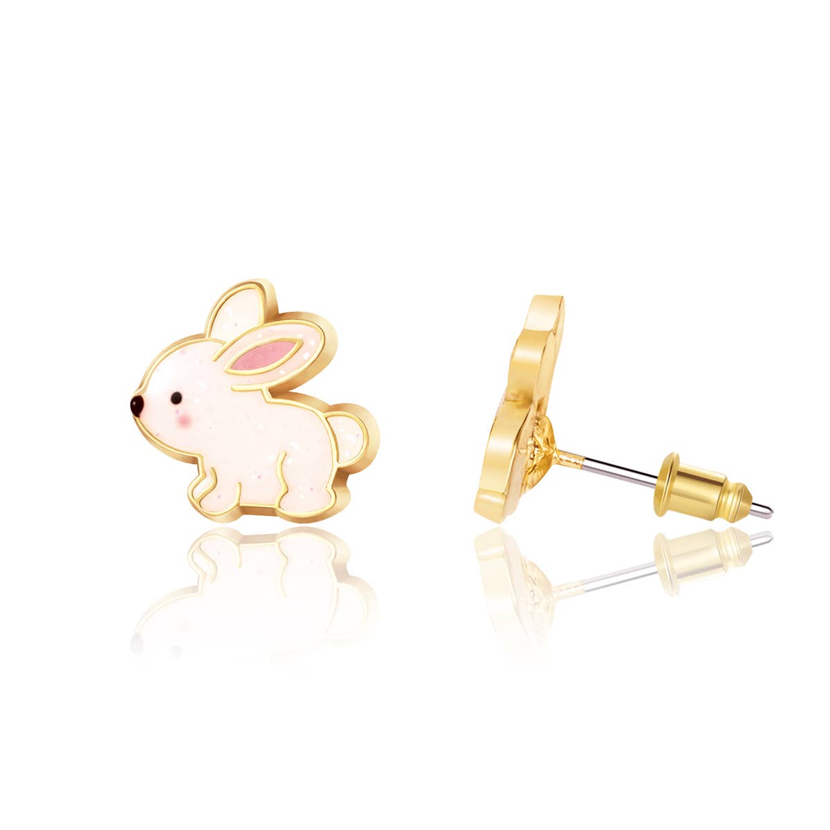 Girl Nation | Kids Jewelry | Easter Gifts - Wholesale Earrings - Kids - Glitter Rabbit | Cutie Stud Earrings | Easter 2026
4