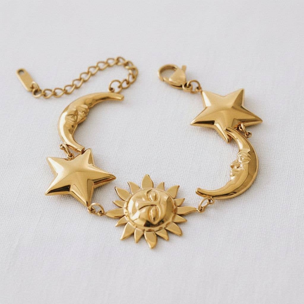 paperln - Wholesale Charm/Dangle Bracelet - Trendy Star and Sun Charm Bracelet1