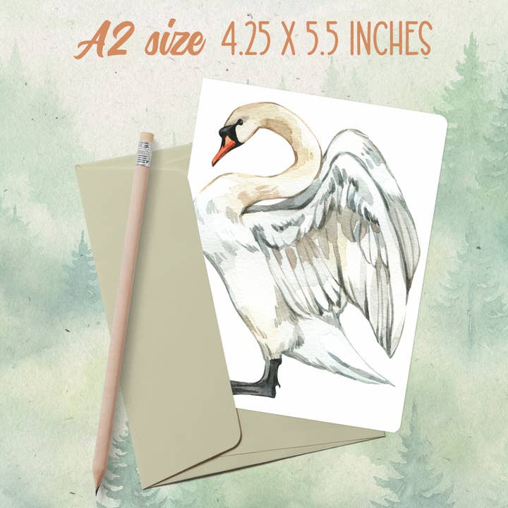 Handmade swan bird greeting card for wholesale by Soul Familiar