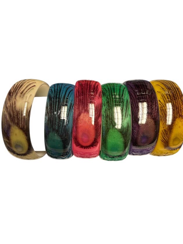 Peacock Feather Resin Bangle for wholesale by DK Hawaii
