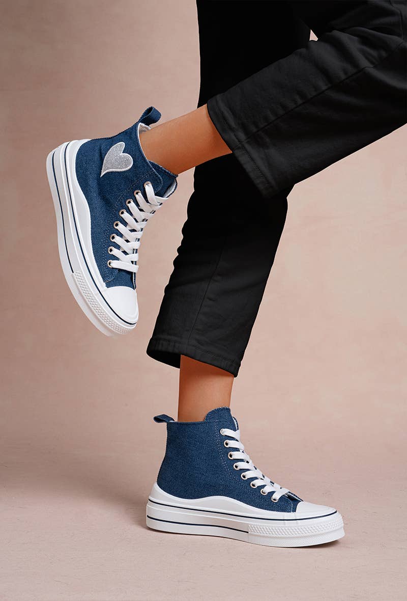 LADY GLORY - Wholesale Lifestyle Sneakers - Women's - Women's High-Top Sneakers with Glitter Heart7