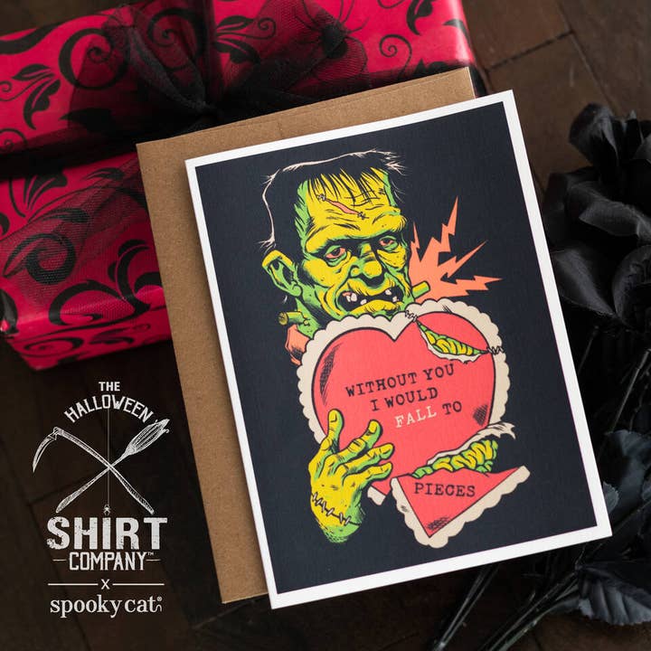 Frankie Monster Valentine's Card x Halloween Shirt Co. for wholesale by Spooky Cat Press
