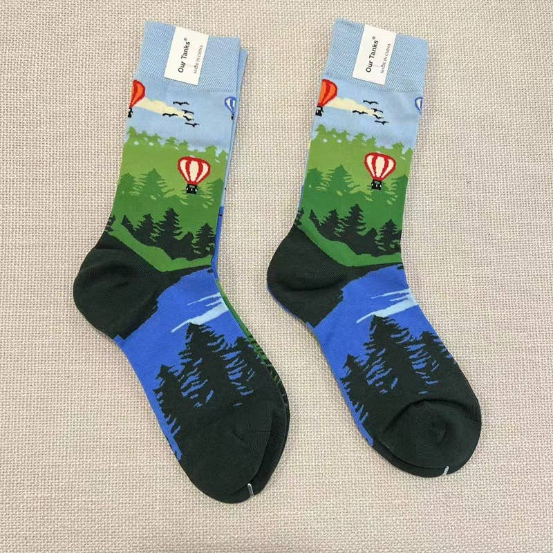 Tourtiwi – Meias - Unissexo por atacado – Meias com padrão de pintura a óleo assimétrico13