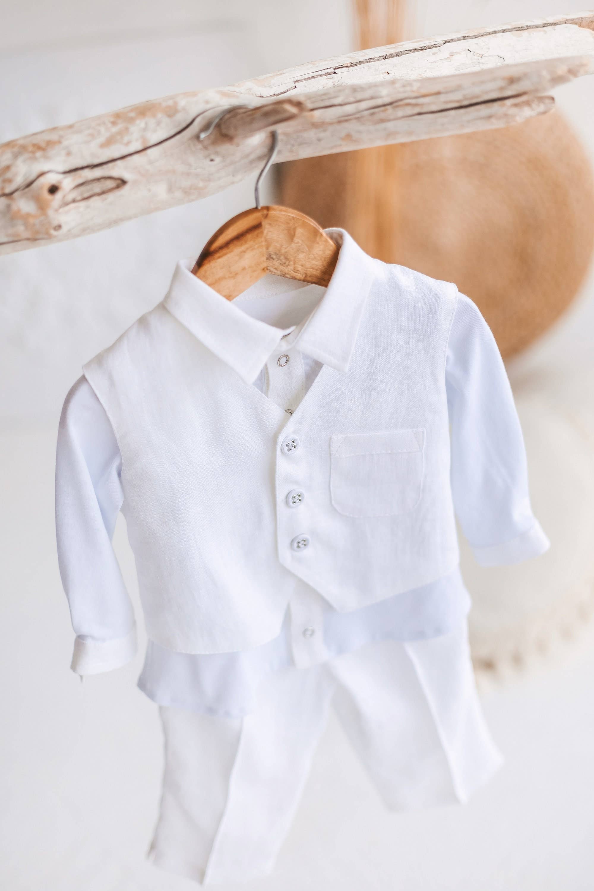 Matrinna – wholesale Clothing set – Baby – Baby Boy White Baptism and Christening Outfit5