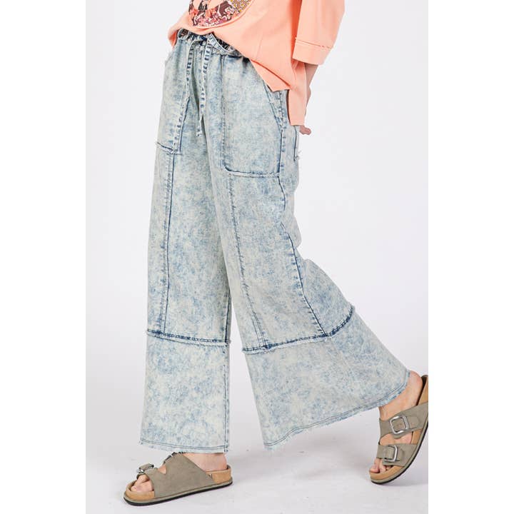 Sage + Fig - Wholesale Pants - Women's - MINERAL WASHED DENIM PANTS (SP7577)