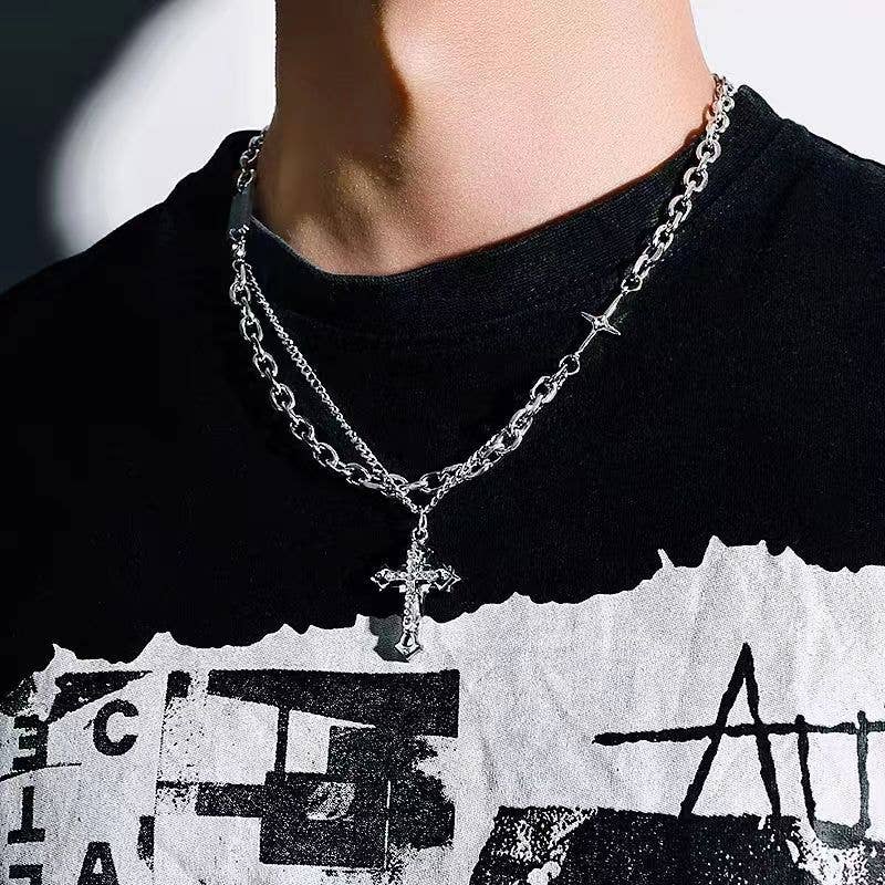 Gemcohub - Wholesale Pendant/Charm Necklace - Men's Hip Hop Cross Stacking Pendant Necklace3