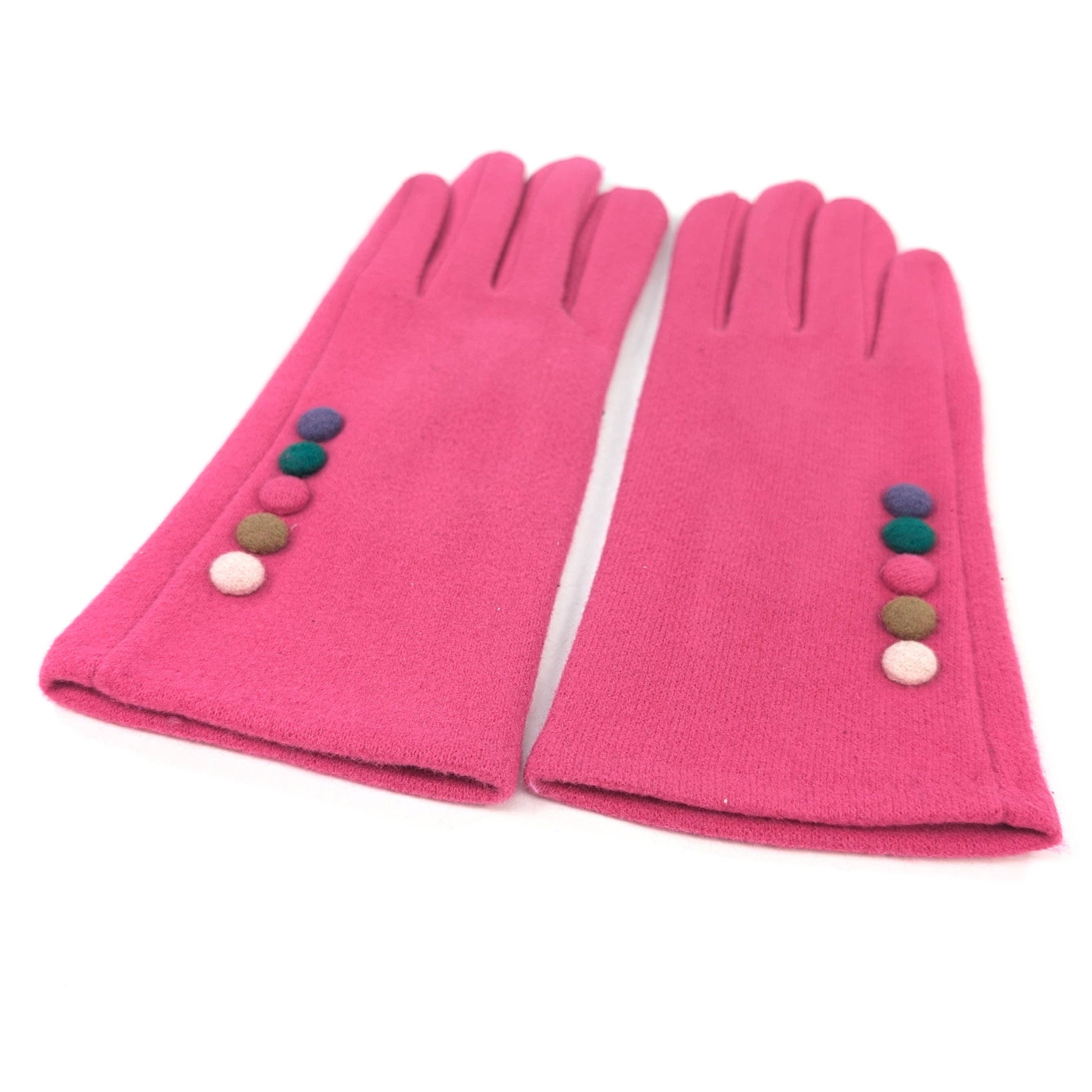 Black Ginger – wholesale Gloves – Women's – Buttoned Gloves - Pink5