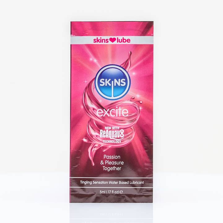 Skins Excite Tingling Water Based Lubricant - 5ml Foil for wholesale by Creative Conceptions LLC
