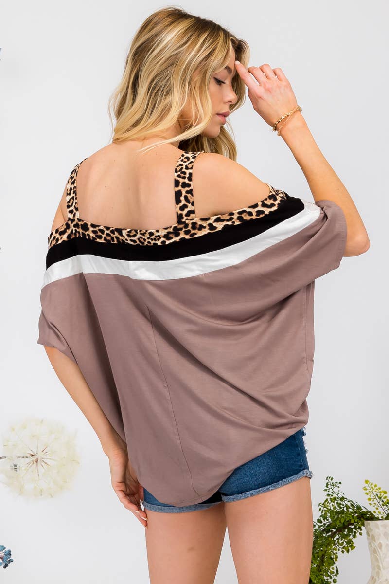 Celeste Clothing - Vendita all'ingrosso Camicetta - Donna - MANICA CORTA A MANICHE CORTE A BLOCCHI DI COLORE PLUS SIZE -CT43763-PL7