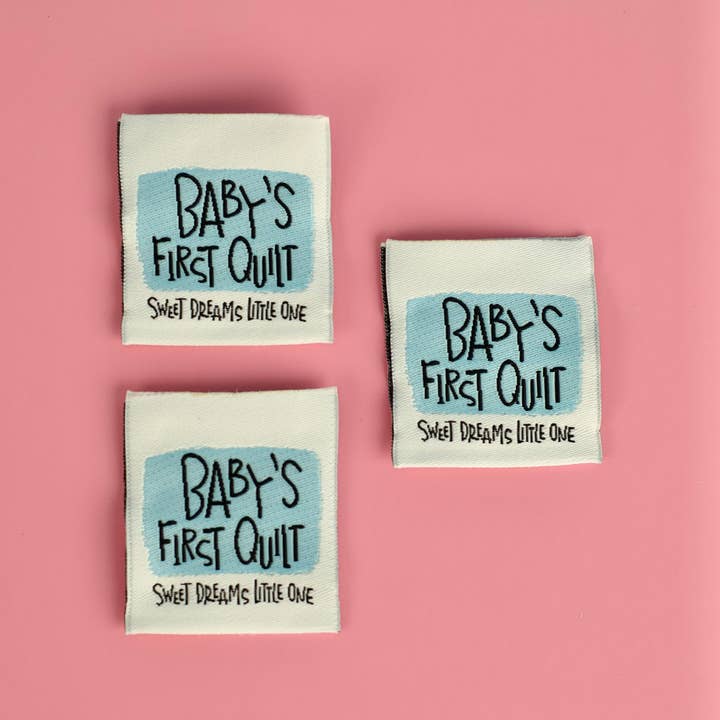 La primera colcha para bebés, con etiquetas cosidas, color azul para venta al por mayor de Kati Cupcake