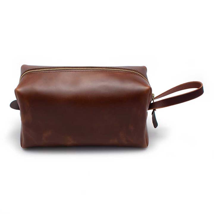 General Knot & Co. - Wholesale Toiletry Bag - Unisex - Leather Travel Kit-Waxy Brown
