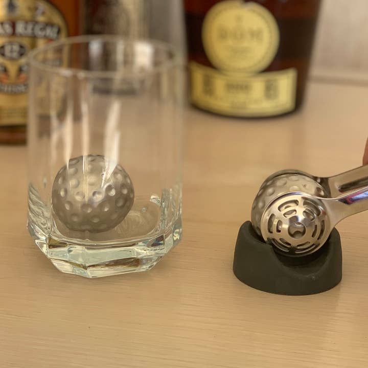 Fox Run Brands - Wholesale Drink Chilling Cubes - Outset 2 Golf Ball Whiskey Cubes with Tongs and Storage Bag