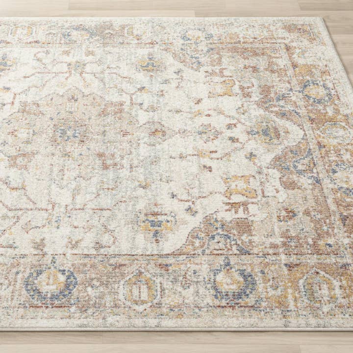 Cream Freesia 2384 Floral Vintage Area Rug for wholesale on Faire4
