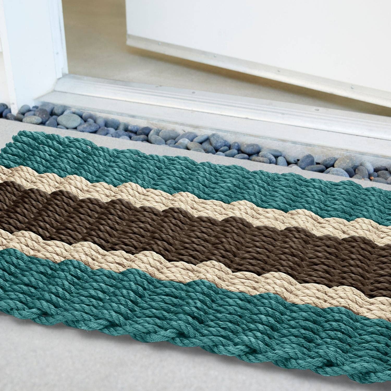 Wholesale Lobster Rope Outdoor Doormat Dark Green, Light Tan, Brown