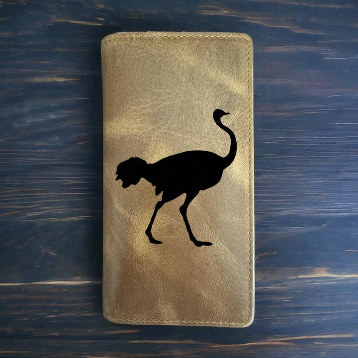 Ostrich Rodeo Cowboy Western Premium Buffalo Leather Wallet for wholesale by Texan Customs