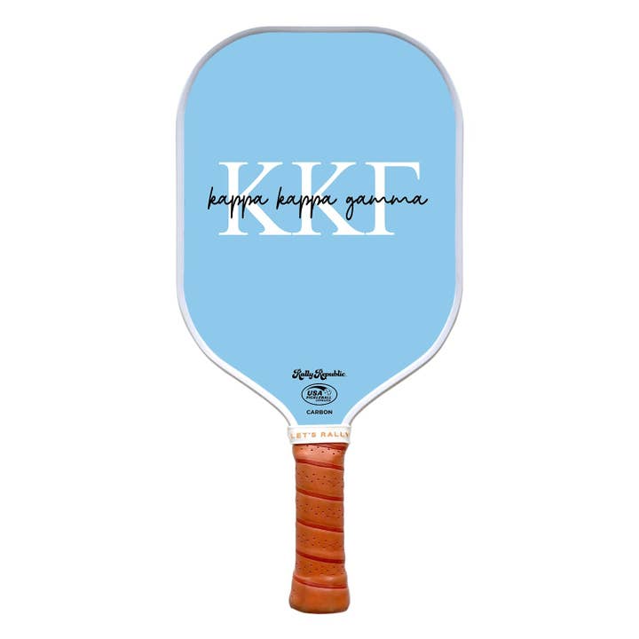 Kappa Kappa Gamma Light Blue Greek Calligraphy Pickleball Paddle (B2B) for wholesale by Rally Republic