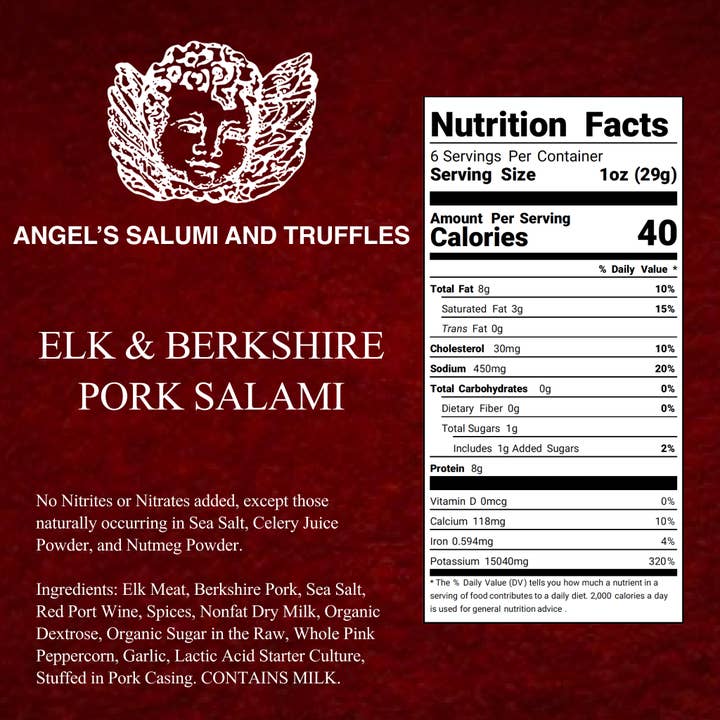 Angel's Salumi & Truffles - Wholesale Salami - Elk and Berkshire Pork Salami (5.5oz)4